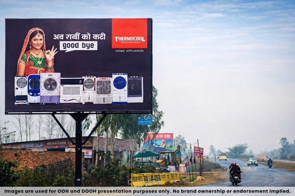 Thermocool home appliances outdoor Unipole Branding beside highway roadside market area