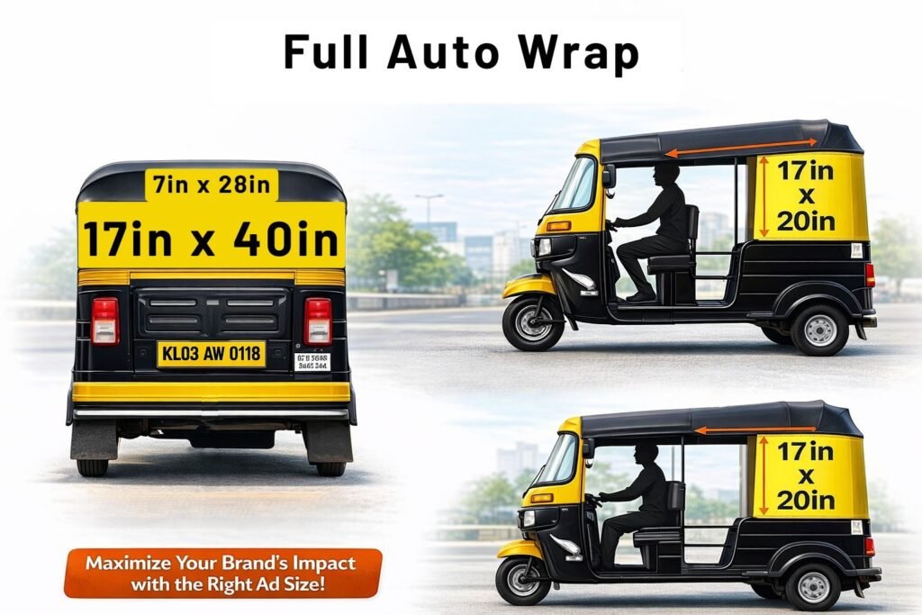 Auto branding campaign with rear hood advertisement display in urban area