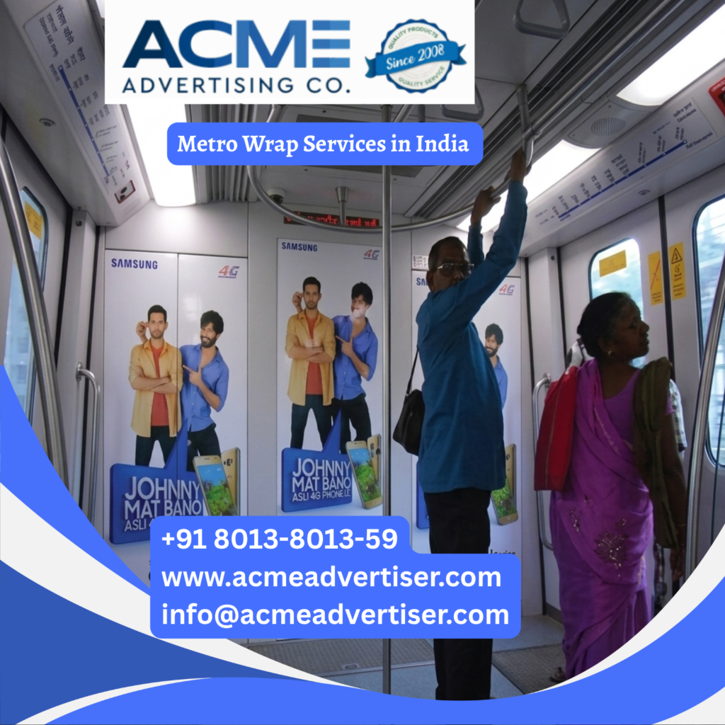 Metro wrap advertising featuring full exterior train branding for maximum visibility, commuter engagement, and high-impact transit advertising.